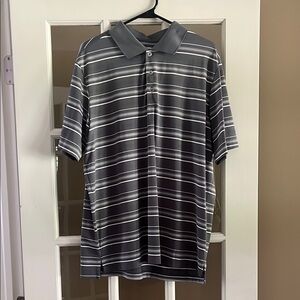 Adidas Gray Striped Polo Shirt Casual Comfort